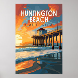 Huntington Beach California Resa Konst Vintage Poster