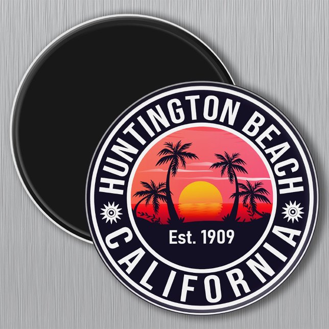 Huntington Beach California Retro Sunset Souvenirs Magnet (Skapare uppladdad)