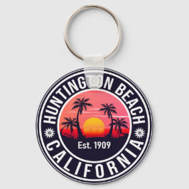 Huntington Beach California Retro Sunset Souvenirs Nyckelring