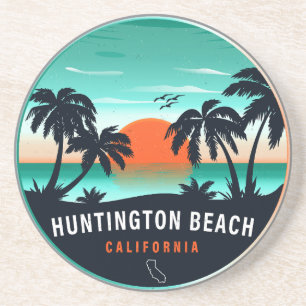 Huntington Beach California Retro Sunset Souvenirs Underlägg