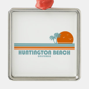 Huntington Beach California Sol Handflatan Träd Julgransprydnad Metall
