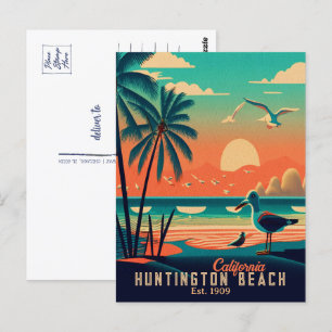Huntington Beach California Sunset Souvenirs 1950- Vykort