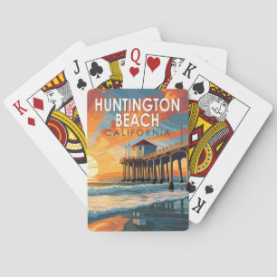 Huntington Beach California Travel Art Vintage Casinokort