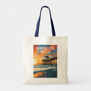 Huntington Beach California Travel Art Vintage Tygkasse