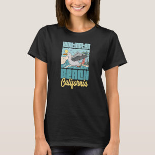 Huntington Beach California Vacation Fiskmås Surfi T Shirt