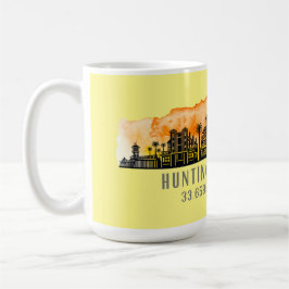 Huntington Beach City Silhouette Kaffemugg