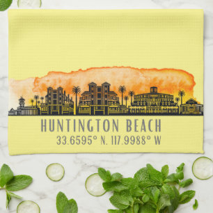 Huntington Beach City Silhouette Kökshandduk
