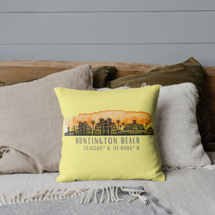 Huntington Beach City Silhouette Kudde