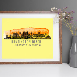 Huntington Beach City Silhouette Poster