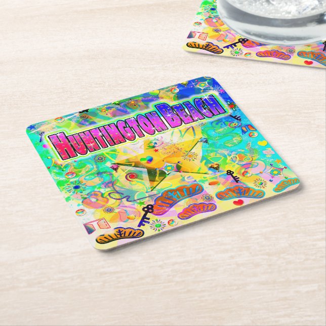 Huntington Beach Epoch Hour Coaster Underlägg Papper Kvadrat (Vinklad)