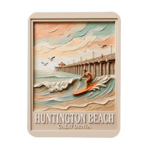 Huntington Beach Kalifornien Struktur Surfare Surf Magnet