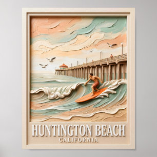 Huntington Beach Kalifornien Struktur Surfare Surf Poster