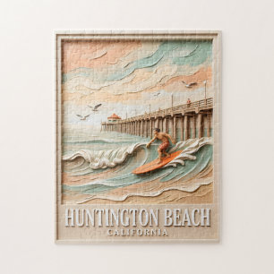 Huntington Beach Kalifornien Struktur Surfare Surf Pussel