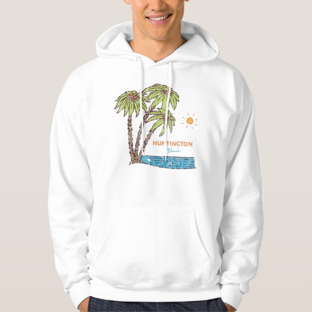 Huntington Beach, Kalifornien Surfing Vi Hoodie (Framsida)
