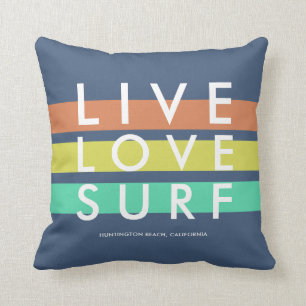 Huntington Beach Live, Kärlek, Surfa Pillow Kudde