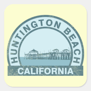 Huntington Beach Pier Fyrkantigt Klistermärke