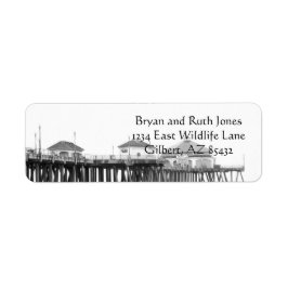 Huntington Beach Pier Returadress Etikett