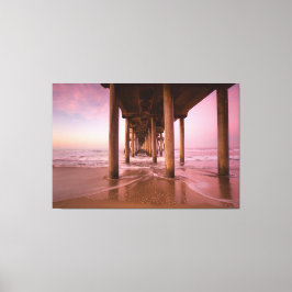 Huntington Beach Pier Solnedgång (Canvas 60x40) Canvastryck