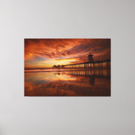 Huntington Beach Pier Solnedgång - John Minar  Canvastryck
