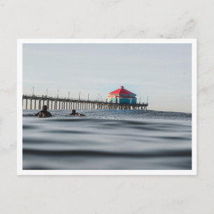 Huntington Beach Pier-surfare vid Rubys foto Vykort