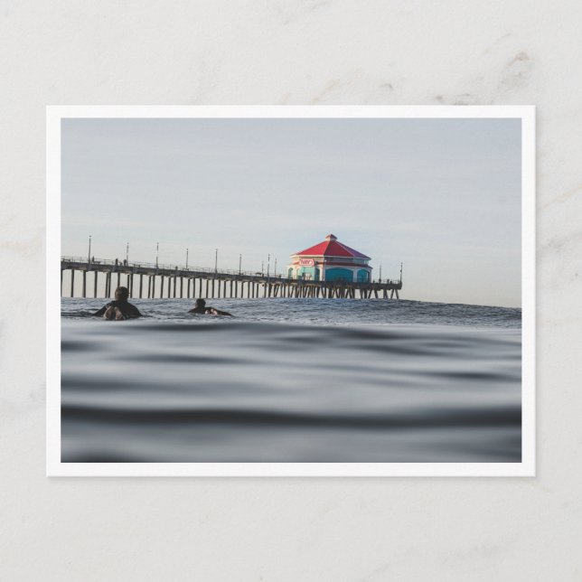 Huntington Beach Pier Surfers at Ruby's Photo Vykort (Framsida)