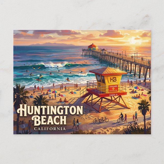 Huntington Beach Pier USA Vykort (Framsida)
