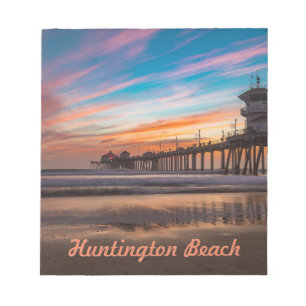 Huntington Beach Pier vid solnedgång Anteckningsbl Anteckningsblock