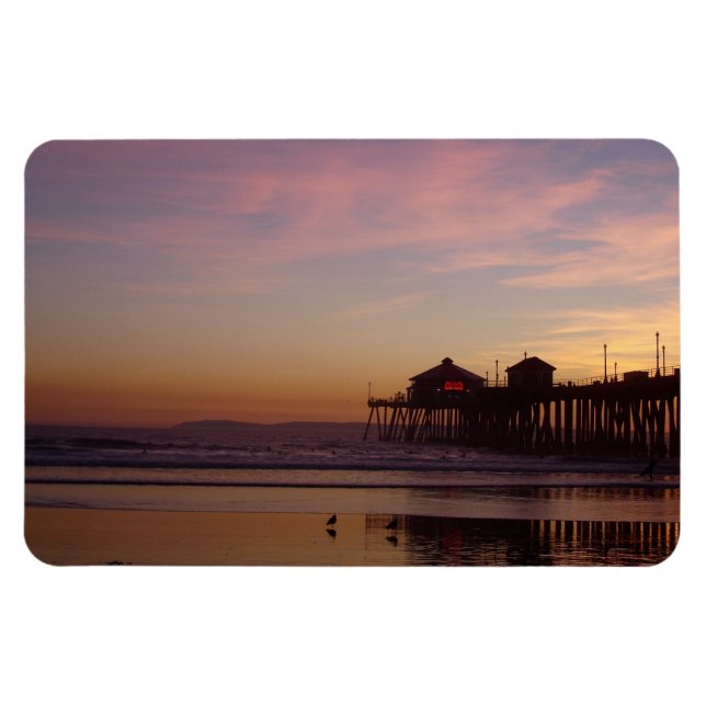Huntington Beach Pier vid Sunset Flexi Magnet (Horisontell)