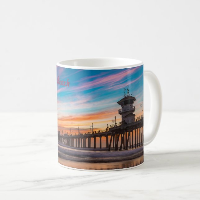 Huntington Beach Pier vid sunset Kaffemugg (Framsida höger)