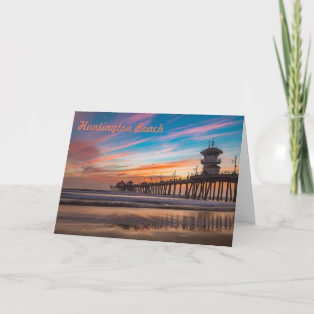 Huntington Beach Pier vid sunset Kort (Framsida)
