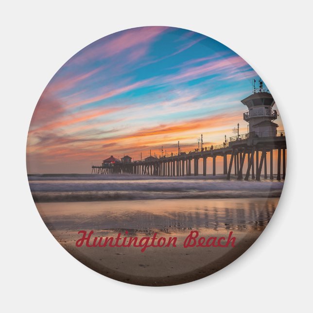 Huntington Beach Pier vid sunset Magnet (Framsidan)