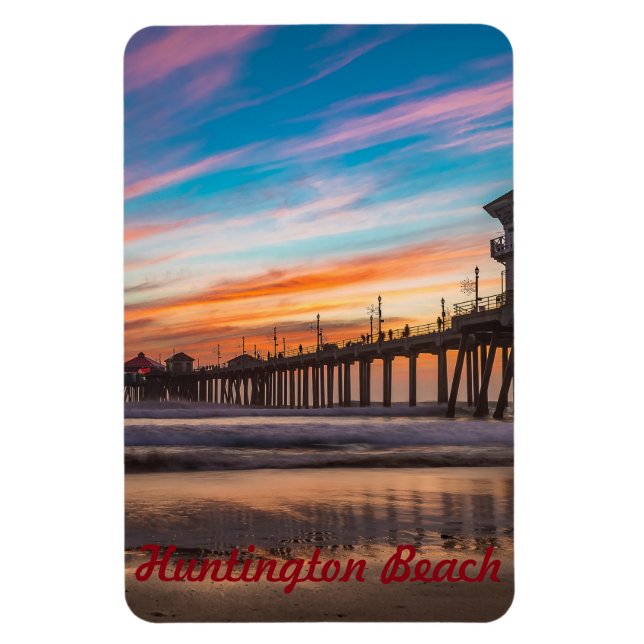 Huntington Beach Pier vid sunset Magnet (Vertikal)
