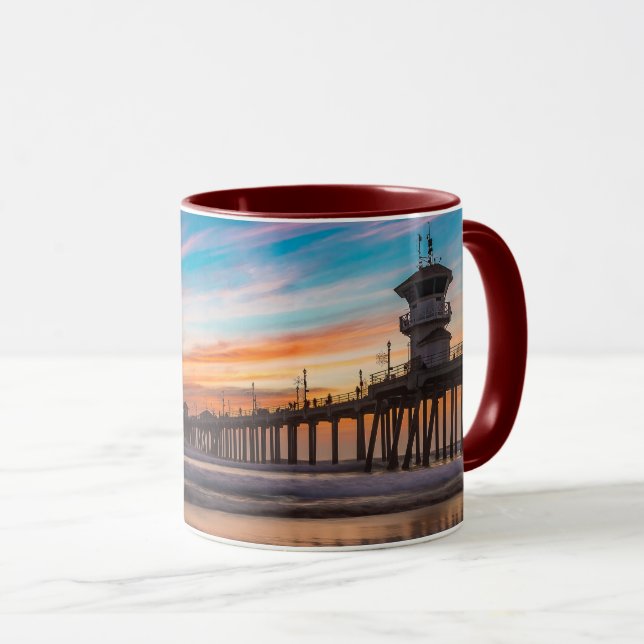 Huntington Beach Pier vid sunset Mugg (Framsida höger)