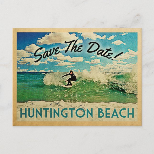 Huntington Beach Save The Date Kalifornien Surf Meddelande Vykort (Framsida)