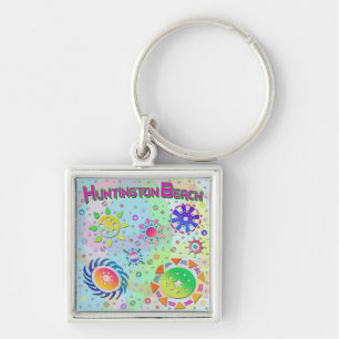 Huntington Beach Seven Suns & Energy Keychain Fyrkantig Silverfärgad Nyckelring