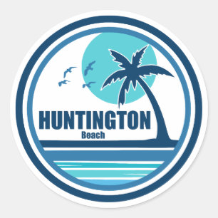 Huntington Beach South Carolina Handflatan Träd Bi Runt Klistermärke