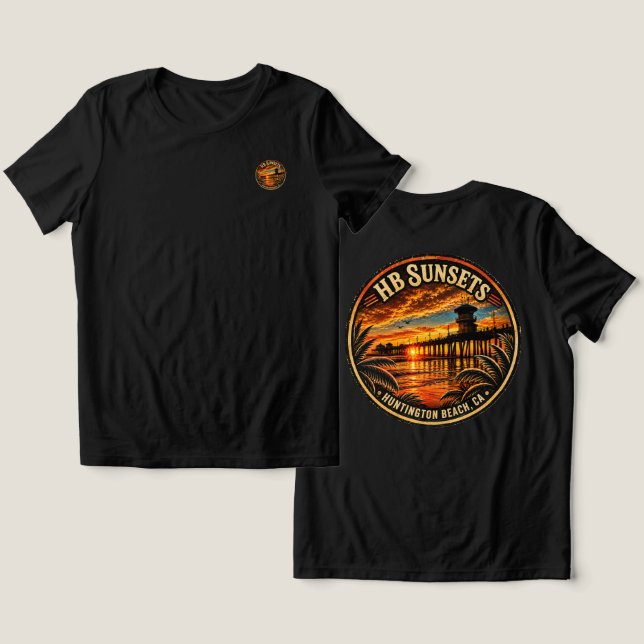 Huntington Beach Sunset T-Shirt  (Design fram och bak)