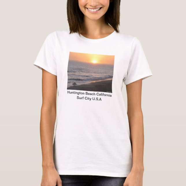 Huntington Beach "Surf City"  T Shirt (Framsida)