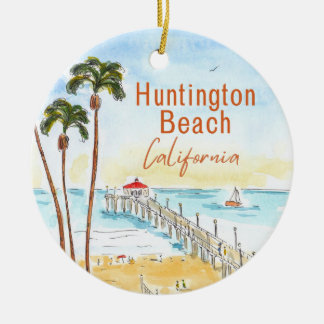 Huntington Beach Surf City USA California Julgransprydnad Keramik