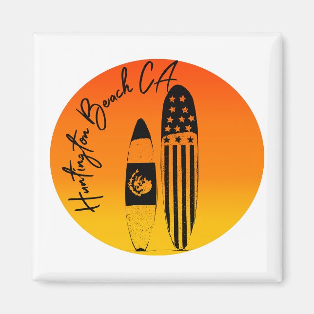Huntington Beach Surfboard och Sunset Magnet (Framsidan)
