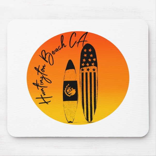 Huntington Beach Surfboard och Sunset Musmatta (Framsidan)