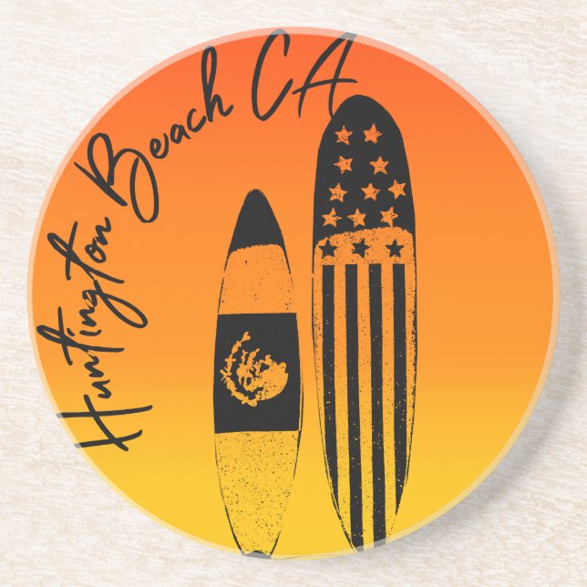 Huntington Beach Surfboard och Sunset Underlägg (Framsidan)