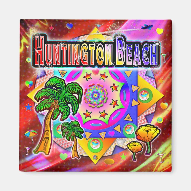 Huntington Beach Tropical Friends Magnet (Framsidan)