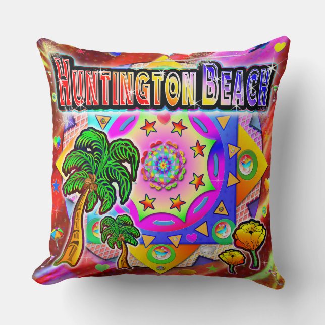 Huntington Beach Tropical Friends Pillow Kudde (Framsida)