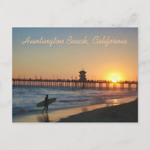 Huntington Beach vid Sunset Postcard Vykort