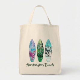 Huntington Beach Watercolor Surfboard Tygkasse