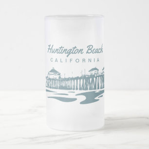 Huntington Beachpir, CA - beställnings- Frostat Ölglas