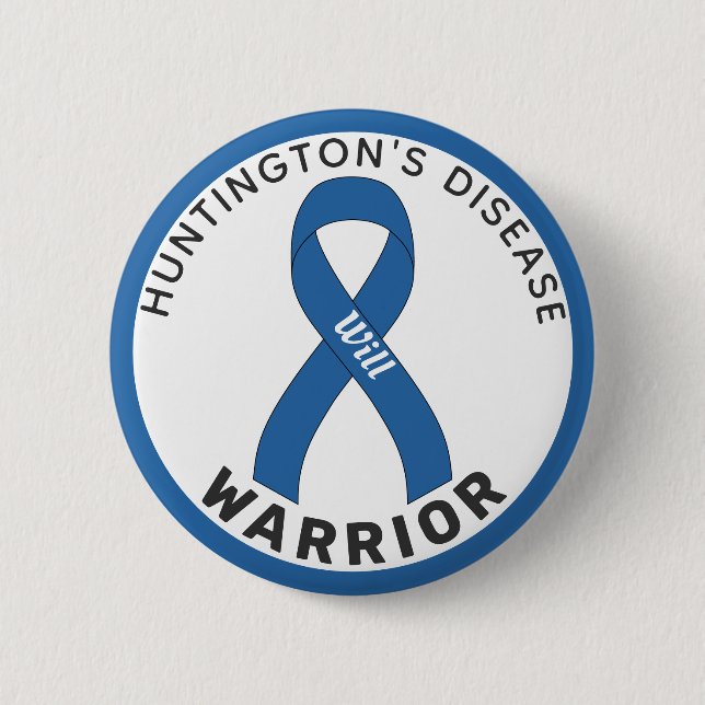 Huntingtons sjukdomsklarare Ribbon White Button Knapp (Framsida)