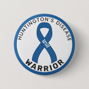 Huntingtons sjukdomsklarare Ribbon White Button Knapp