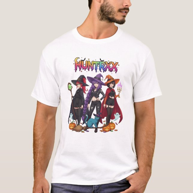 HUNTRRXX Witches with Cat and Pumpkins - Spooky  T Shirt (Framsida)